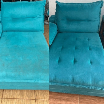 resultado de higienização de sofá verde